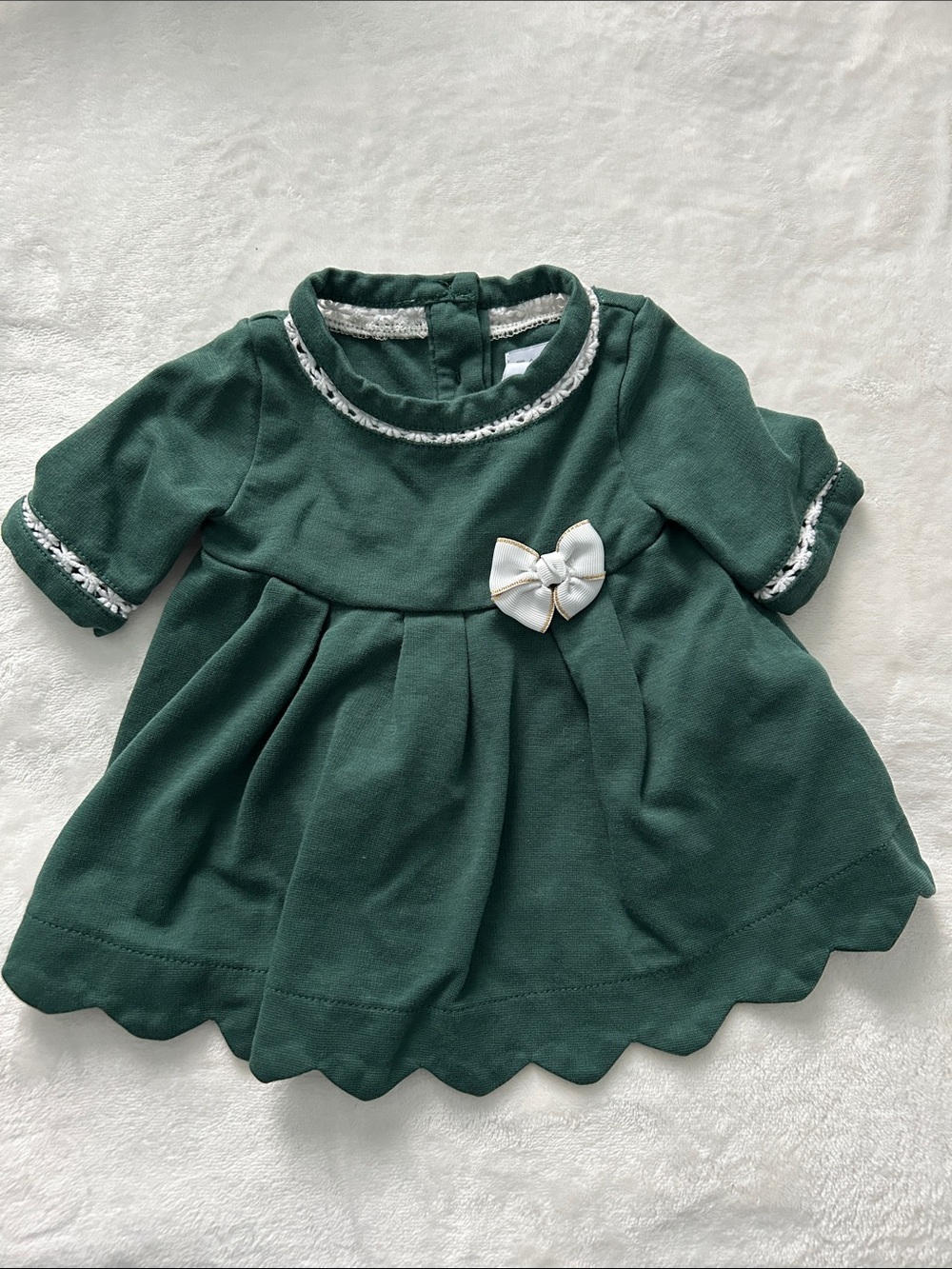 Tahari Forest Green Girls' Formal Dress with White Bow
